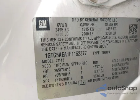 2015 GMC Canyon from USA, damaged, VIN 1GTG5AEA1F1152377